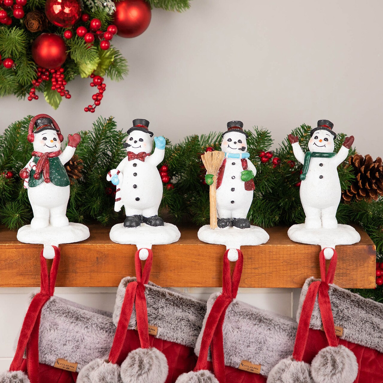 Northlight Winter Ready Glitter Snowman Christmas Stocking Holders - 7" - Set of 4